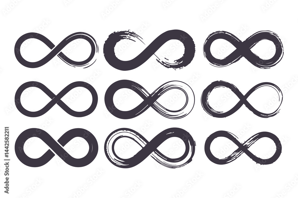 Infinity Symbols Vector Collection. Black Infinity Illustrations on ...