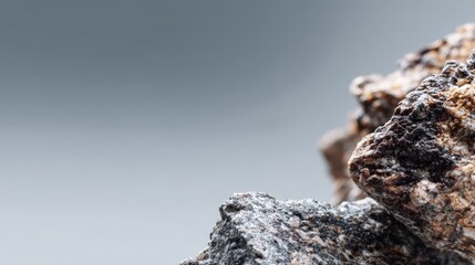 Aufkleber - Close-up view of a rough granite fragment featuring contrasting black, white, and gray speckles, set against a muted gray gradient, allowing for ideal text placement