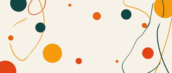 Wall Mural - abstract background with colorful circles and lines in retro style modern art concept with geometric