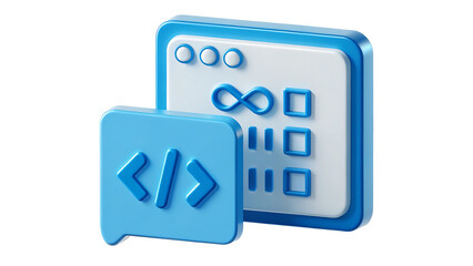 3D software code icon on white background for tech and IT concept