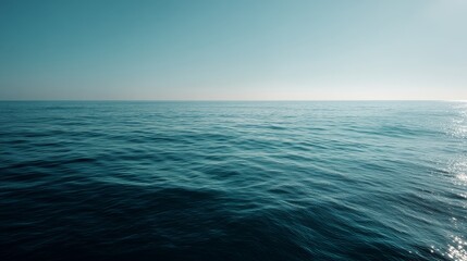 Aufkleber - The tranquil expanse of the sea meets the limitless sky, showcasing a subtle gradient from deep blue to pale hues, embodying calm and simplicity