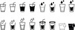 © Awais - classic water glass icon set. Soft Water drops Line icon, Design, Pixel perfect, Editable stroke. Logo, Sign, Symbol. falling drops into glass pipe icon Refreshing Hydration on transparent background
