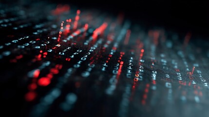 Abstract visualization of binary code with red and blue digital streams