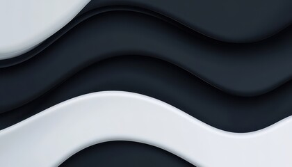 Aufkleber - Abstract Black and White Wavy Background