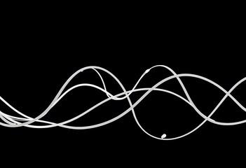 Aufkleber - Abstract White Lines On Black, Flowing Elegance, Minimalist Design. Graceful Curves Create A Modern Backdrop. Perfect For Technology Or Creative Projects. Visual Harmony Achieved.