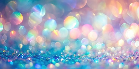 Wall Mural - abstract iridescent glitter bokeh background with vibrant pastel colors and sparkling texture