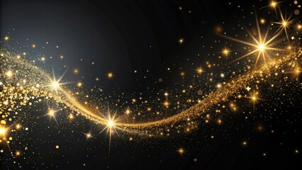 Wall Mural - golden stardust trail across dark background a festive sparkle design