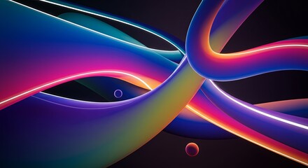 Fototapete - A colorful, abstract painting with a purple line and a blue line