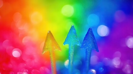 Poster - Upward Trajectory Abstract Colorful Arrows on a Rainbow Background Symbolizing Progress and Growth Optimistic Visual
