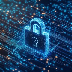 Aufkleber - Cyber secure connection padlock on electronic circuit board glowing digital network modern data encryption