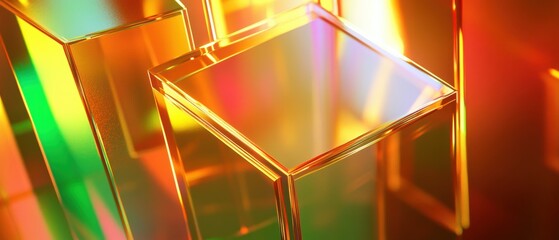 Fototapete - Elegant prismatic structure shimmering blocks with vivid light play for an art deco aesthetic