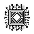 © MatandSterre - Minimalist Tech Icon: Black and White Chip or Processor Symbol Representing AI, Computing, and Digital Technology Concepts in Simple Line Art Style