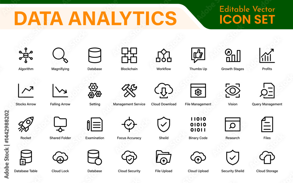 Big Data and Analytics Icon Pack – Cloud, AI, Charts, Visualization ...