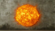 © bintank - Bright fiery orb radiates from a rough textured backdrop casting soft light