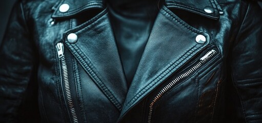 Close-up of a Stylish Black Leather Jacket