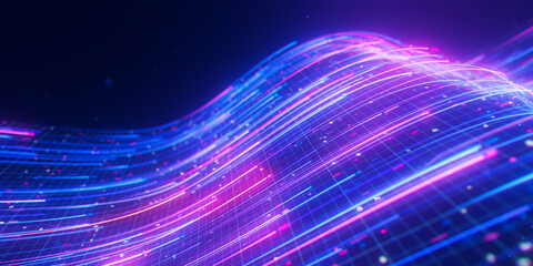 Wall Mural - closeup of bigdata light speed flow. abstract digital data stream of quantum computing. cyberspace o
