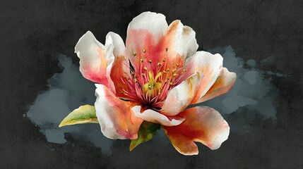Wall Mural - Detailed illustration of a single, vibrant blossom.