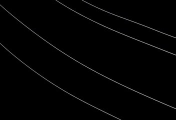 Fototapete - Abstract White Lines Dance On Black Background. Dynamic Flowing Curves Create Motion. Soft, Gentle Shapes Intertwine. Light And Shadow Give Depth.