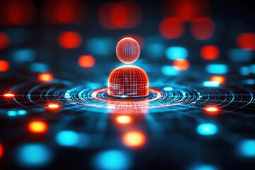 Wall Mural - digital human figure surrounded by glowing dots representing data and connectivity in a futuristic a