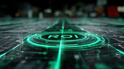 Futuristic Digital ROI Interface Technology Abstract Background for Business Success