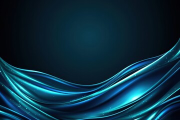 Wall Mural - elegant flowing turquoise wave on dark background creating a sense of movement and depth with a mode