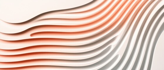 Wall Mural - abstract waves in peach and white tones creating a modern and elegant background with smooth lines a