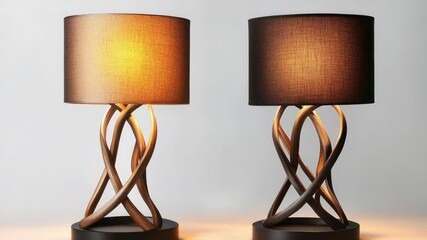 Wall Mural - a pair of lamps sitting on a table surface
