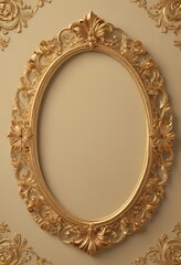 Wall Mural - Elegant gold oval floral frame encircles a regal crest ,  luxury,  acanthus