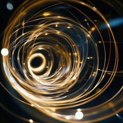 Wall Mural - abstract golden light trails spiraling in a mesmerizing vortex against a dark backdrop creating a dy
