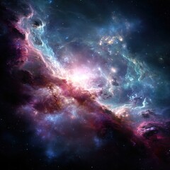 Wall Mural - ethereal cosmic expanse with vibrant nebula clouds and radiant starlight creating a mesmerizing cele