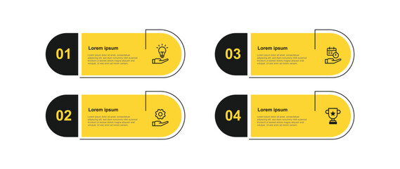 Fototapete - Creative business infographic template vector with yellow color. 4 step columns information graphic.