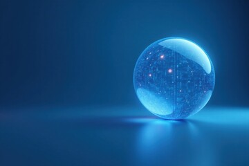 A Futuristic Orb of Glowing Digital Data on a Smooth Surface