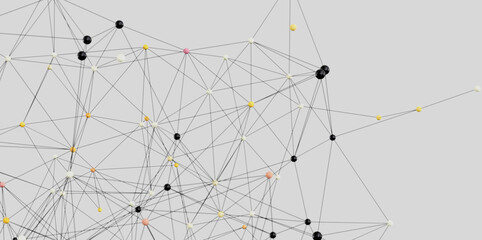 Fototapete - Colorful nodes connected by lines, representing network, connection, or technology.