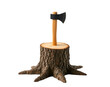 © Gustav - An isolated tree stump with an axe embedded on a plain white canvas portrays the rustic simplicity of outdoor work and the elemental connection between man and nature