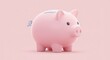 © Nataly - Well illustrated image. Pink piggy bank on pastel background