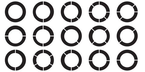 Wall Mural - Pie charts diagrams. Different color circles. donut and pie chart infographic elements set. Colorful diagram collection with. Circle icons for infographic.