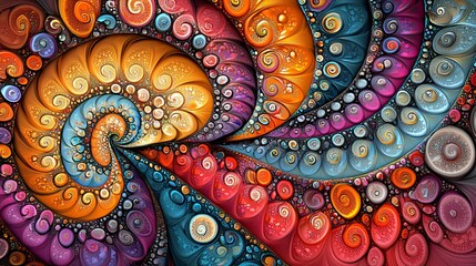 Wall Mural - colorful abstract painting with intricate fractal patterns and dramatic contrast that evokes emotion