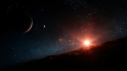 Wall Mural - planets shining in the starry sky