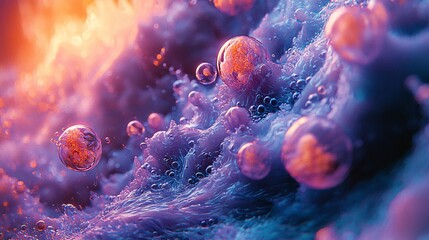 Wall Mural - captivating abstract art featuring a bunch of bubbles in a hypnotic visual style with volumetric lig