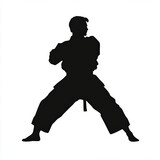 martial arts silhouette , black and white illustration isolated on white background