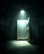 © Ryulookyee - Illuminated container in a dark room.