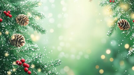 Wall Mural - festive green holiday background with christmas theme