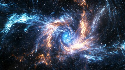 Wall Mural - vibrant nebula featuring striking blue and orange colors against a lush background, embodying celest