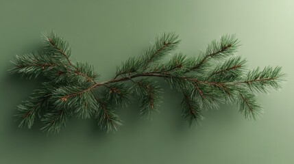 Wall Mural - christmas tree branch with garland in front of green background.