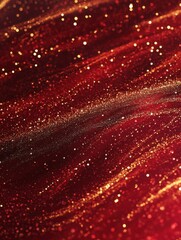 Wall Mural - red christmas abstract background. glowing background with golden dust, sparkles, shimmer, particles