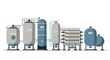 © Firman Dasmir - Stylized minimalist graphic art of a water treatment facility illustration