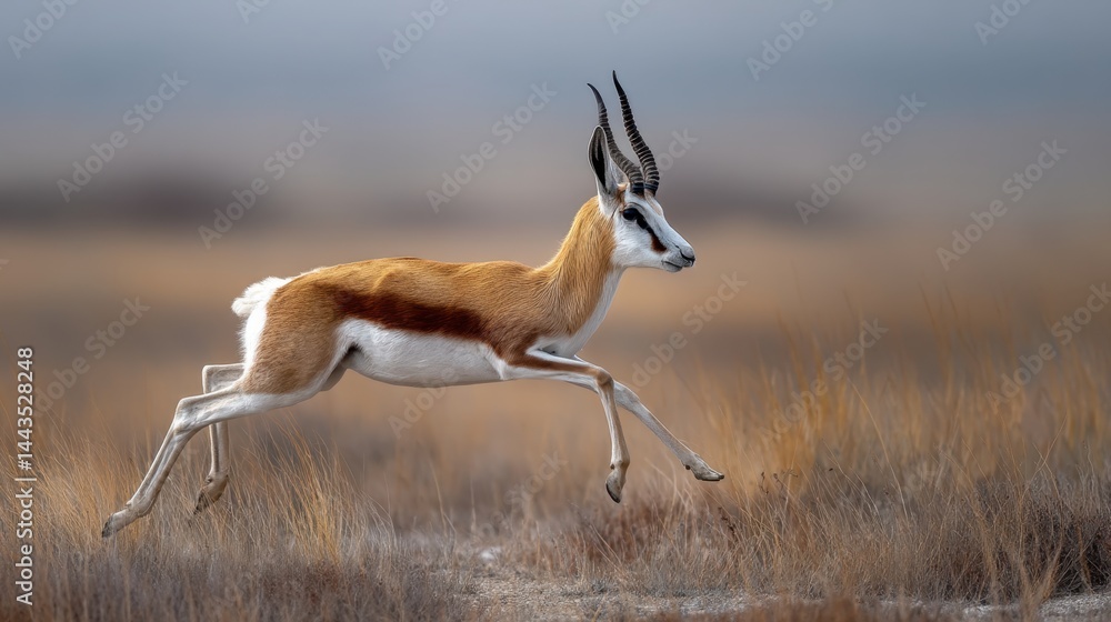 Springbok in Full Stride: Graceful African Wildlife Stock Photo | Adobe ...