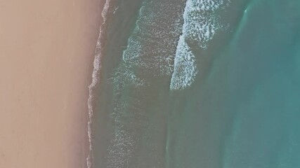 Fototapete - Mediterranean sea beach shore drone aerial view
