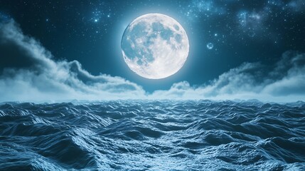 Wall Mural - glorious moon hanging over the sea creating a captivating and dreamy scene of nighttime beauty and s