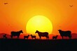 © Momay - Farm animal silhouettes against a bright sun background, isolation, country life, silhouette